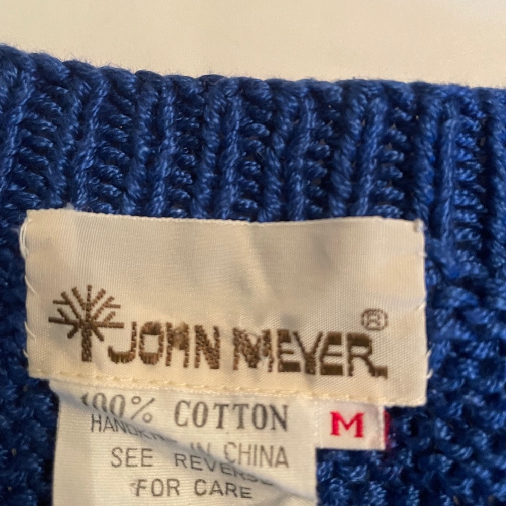 Vintage John Meyer Knit Sweater Vest Royal Blue Geometric Pattern Sweater Vest - Picture 8 of 9